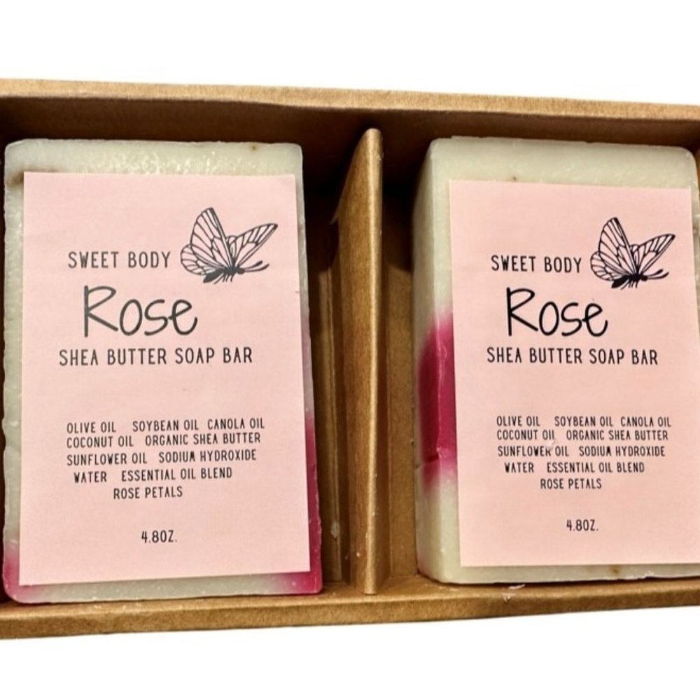 Rose Petal Shea Butter Moisturizing Soap Bar Sweet Body (2 …